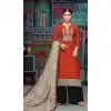 Red Color Chanderi Cotton Printed Casual Wear Palazzo Suit - 400348260