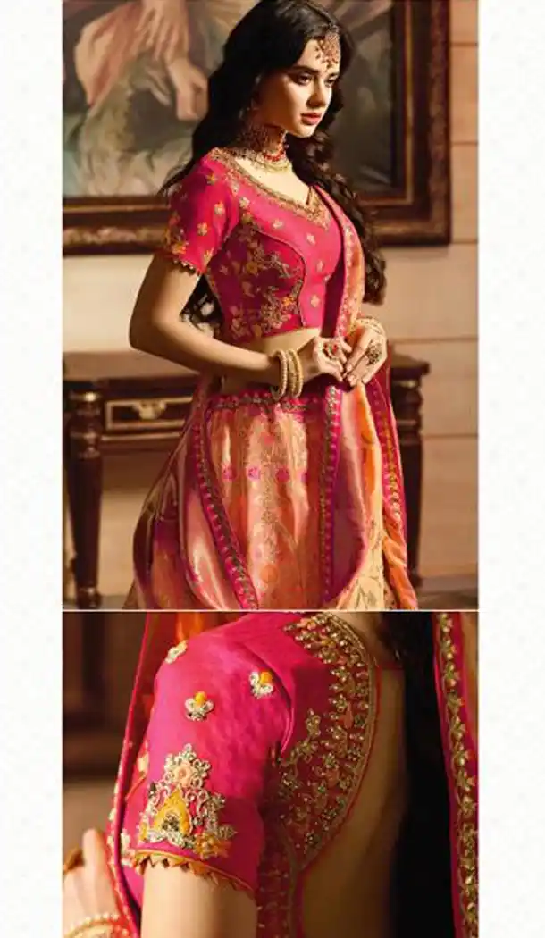 Pink Color Banarasi Silk Designer Wedding Lehenga Choli For Women - 394747643