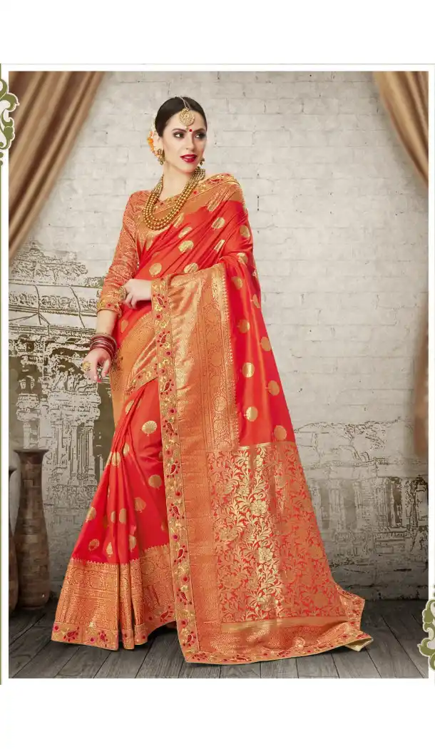 Women Red Color Silk Keral Trediotnal Wear Sarees Blouse - 400248247