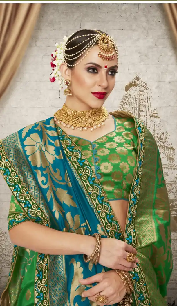 Women Green Color Silk Keral Trediotnal Wear Sarees Blouse - 400248249