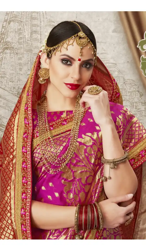 Women Magenta Color Silk Keral Trediotnal Wear Sarees Blouse - 400248253