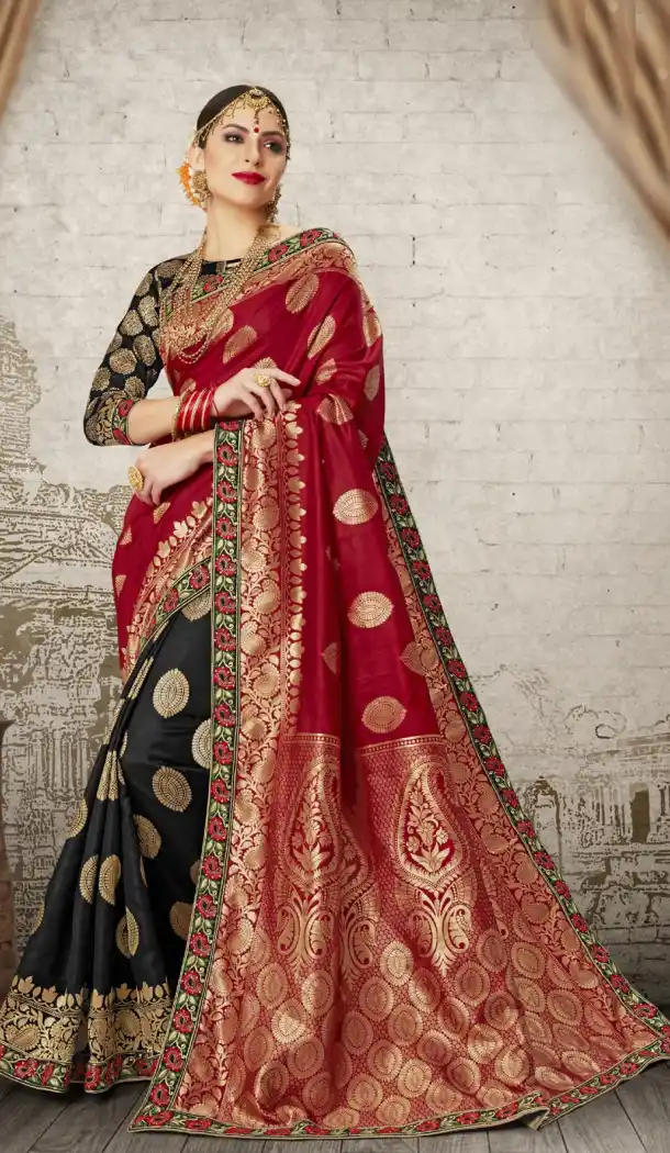Women Black Color Silk Keral Trediotnal Wear Sarees Blouse - 400248254