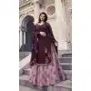 Prachi Desai Party Wear Lehenga Suit in Satin Georgette with Wine Color - 58707801
