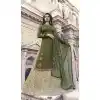 Prachi Desai Party Wear Lehenga Suit in Satin Georgette with Olive Green Color - 58707803