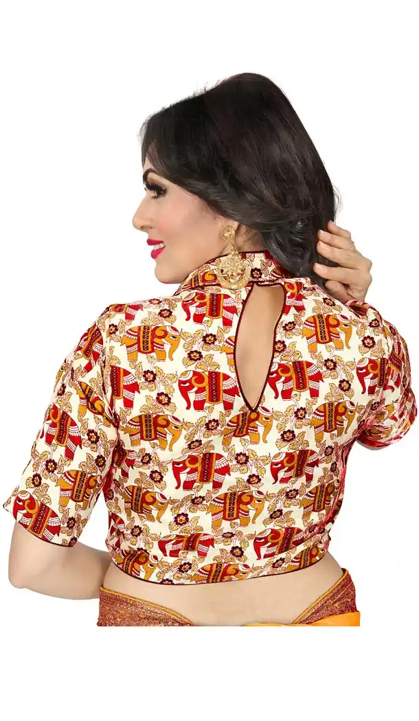 Multi Orange Color Heavy Benglori Cotton Silk Designer Readymade Blouse - 353641823