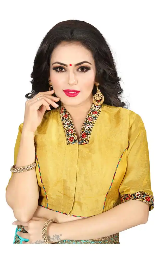 Yellow Color Soft Tissue Silk Designer Readymade Blouse - 353641824