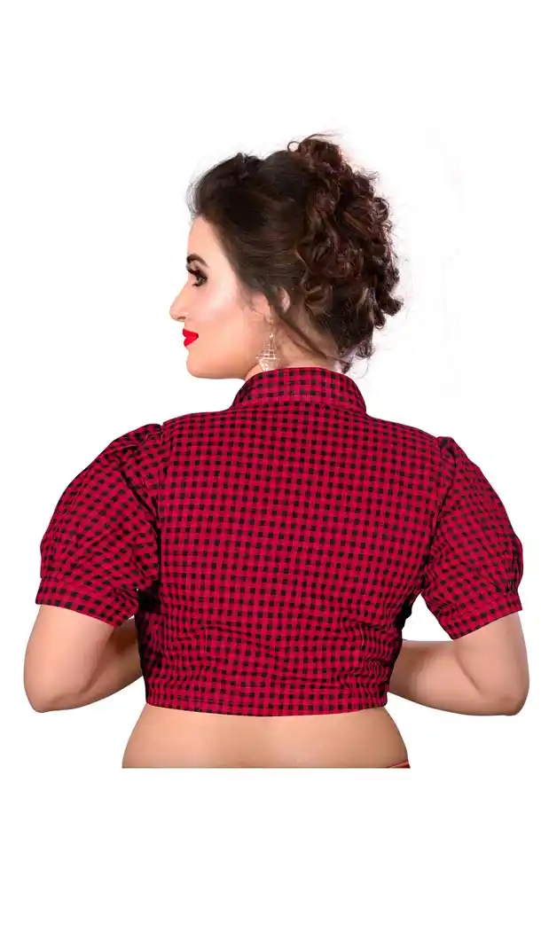 Red Color Pure Cotton Foil Print Designer Readymade Blouse - 353641836