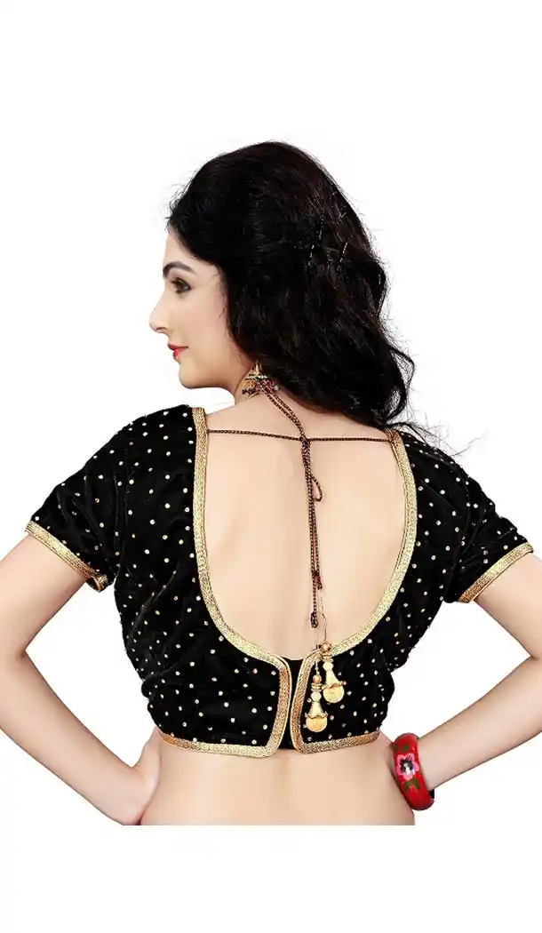 Black Color Velvet Designer Readymade Blouse For Women - 297834571
