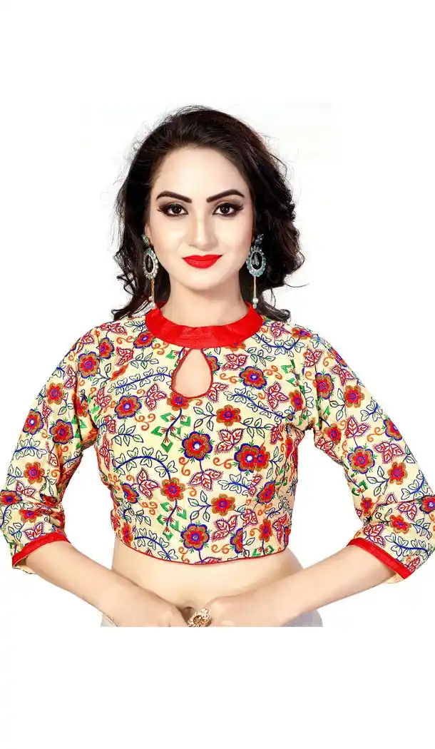 Beige Color Heavy Benglori Silk Designer Readymade Blouse For Women - 297834573