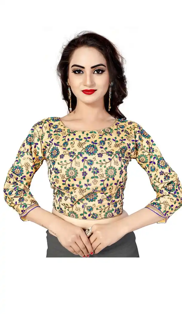 Beige Color Heavy Benglori Silk Designer Readymade Blouse For Women - 297834575