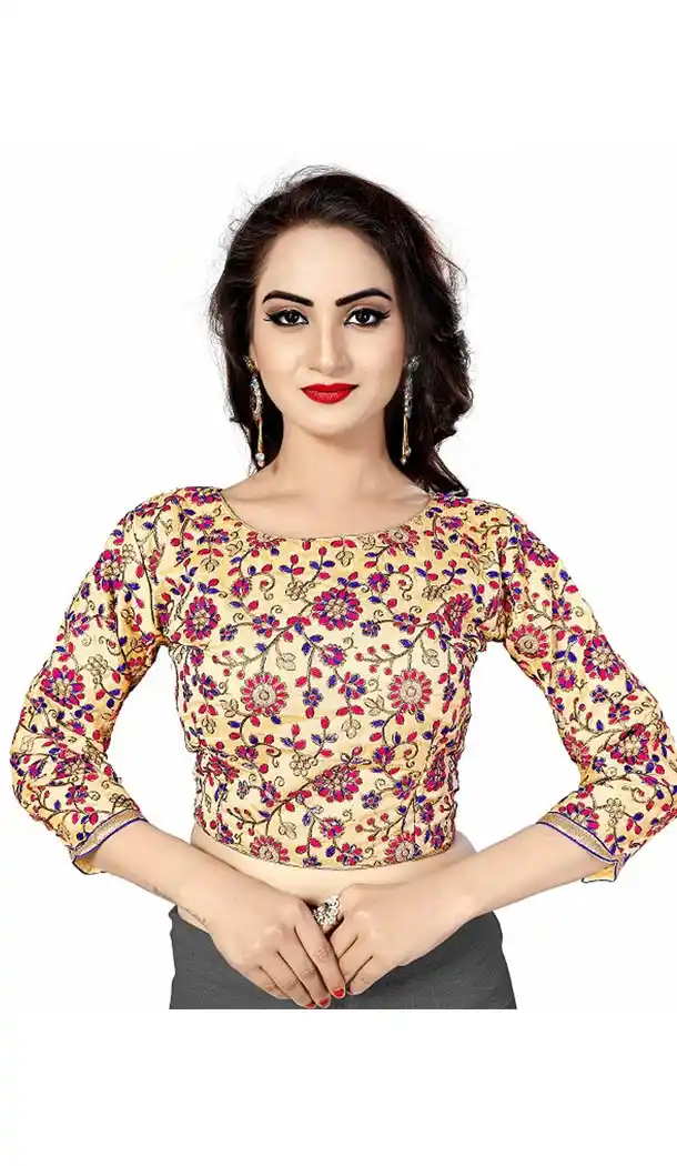 Beige Color Heavy Benglori Silk Designer Readymade Blouse For Women - 297834576