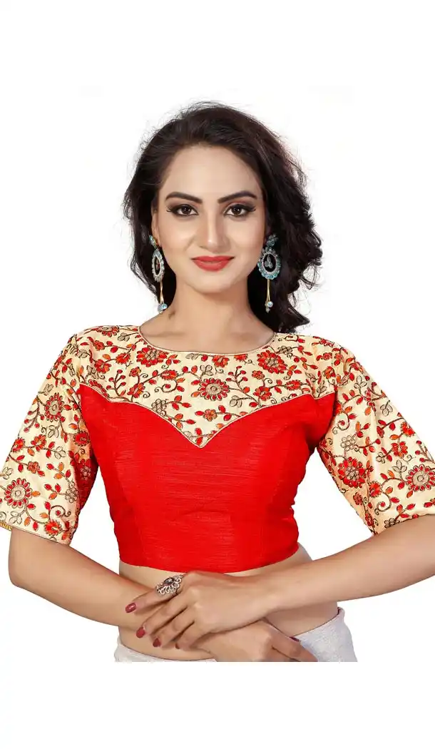 Red Color Heavy Benglori Silk Designer Readymade Blouse For Women - 297834578