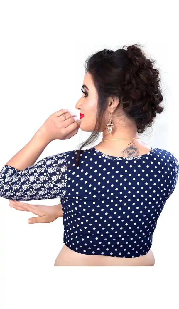 Navy Blue Color Pure Cotton Designer Readymade Blouse For Women - 297834579