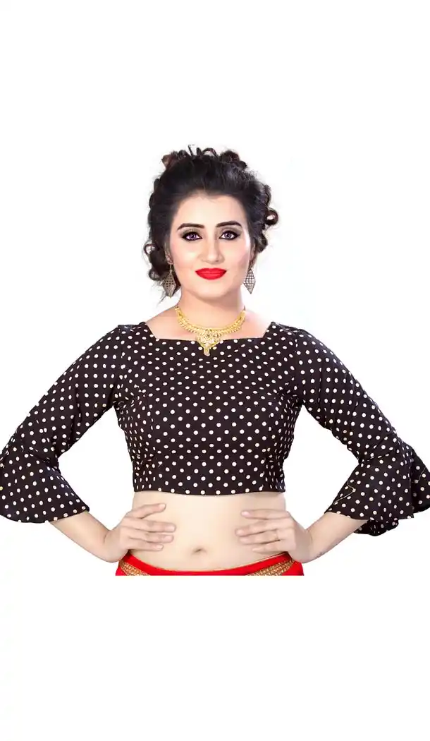 Black Color Pure Cotton Designer Readymade Blouse For Women - 297834581