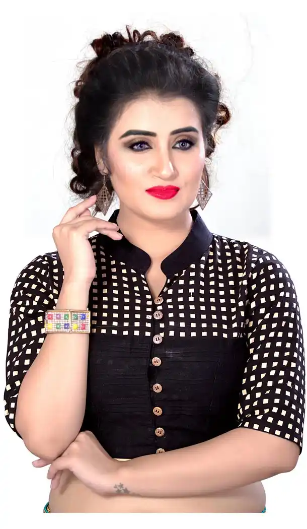 Black Color Pure Cotton Designer Readymade Blouse For Women - 297834583