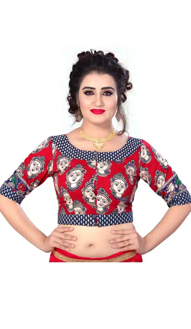 Red Color Pure Cotton Designer Readymade Blouse For Women - 297834584