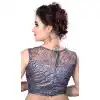 Grey Color Net Shimmer Designer Readymade Blouse For Women - 297834587