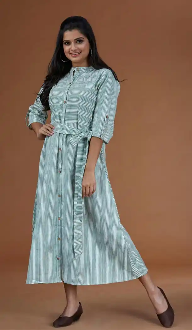 Blue Color Cambric Cotton Casual Wear Readymade Kurtis - 401648466
