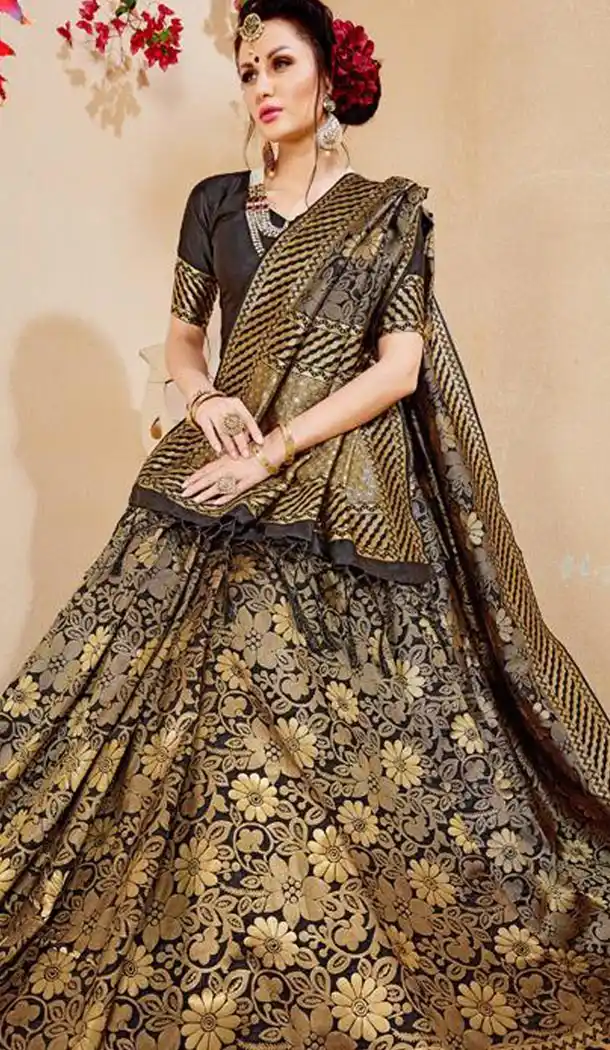 Black Color Banarasi Art Silk Traditional Wear Women Saree Blouse - 401548461