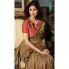 Shilpa Shetty Brown Color Brasso Silk Bollywoode Celebrity Party Saree Blouse - 402648608