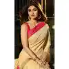 Shilpa Shetty Beige Color Bhagalpuri Silk Bollywoode Celebrity Party Saree Blouse - 402648611