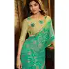 Shilpa Shetty Green Color Brasso Bollywoode Celebrity Party Saree Blouse - 402648615