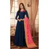 Navy Blue Color Tapeta Indo Western Designer Readymade Gown Suit - 403148681