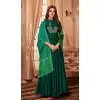 Forest Green Color Tapeta Indo Western Designer Readymade Gown Suit - 403148683