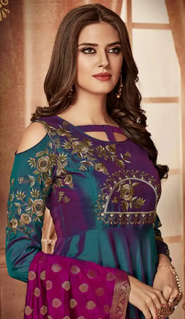Tantalizing Green Color Tapeta Indo Western Designer Readymade Gown Suit - 403148687