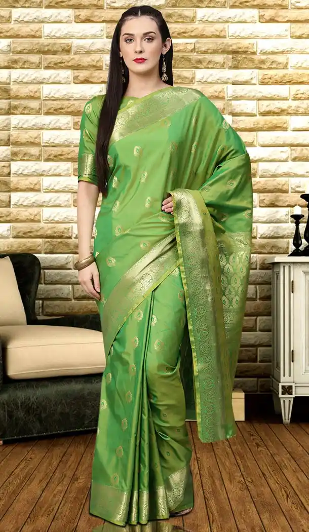 Green Color Blend Silk Casual Office Wear Saree Blouse - 402948666