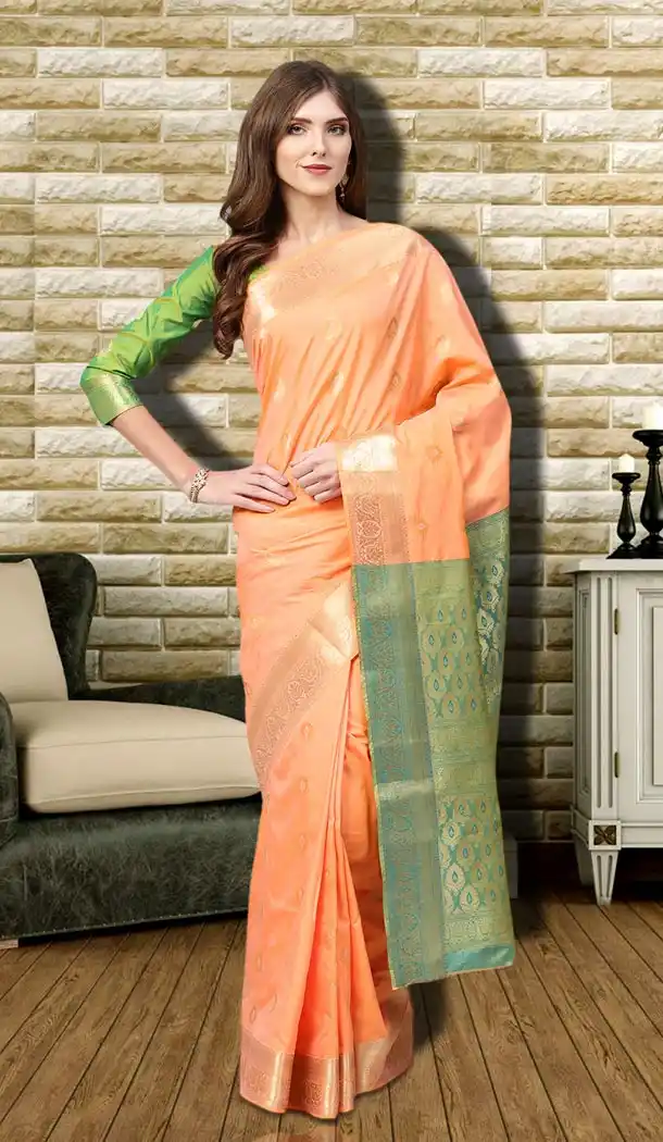 Light Orange Color Blend Silk Casual Office Wear Saree Blouse - 402948671