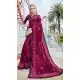 Elegance Wine Color Satin Silk Resham Embroidery Party Saree Blouse For Women - 58968334