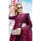 Elegance Wine Color Satin Silk Resham Embroidery Party Saree Blouse For Women - 58968334