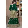 Pakistani Style Designer Dark Green Color Georgette Sharara Suit For Women - 59098477