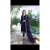 Prachi Desai Tv Actress Navy Blue Color Satin Georgette Party Salwar Kameez - 59118489
