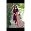 Prachi Desai Tv Actress Wine Color Satin Georgette Party Salwar Kameez - 59118496