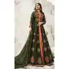 Prachi Desai Tv Actress Dark Olive Green Color Art Silk Designer Floor Length Salwar Kameez - 59158533