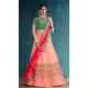Fancy Peach Color Rayon Silk Designer Wear Girl Lehenga Choli - 56395624