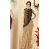 Cream Color Lycra Lehenga Style Party Wear Saree Blouse - 59298670