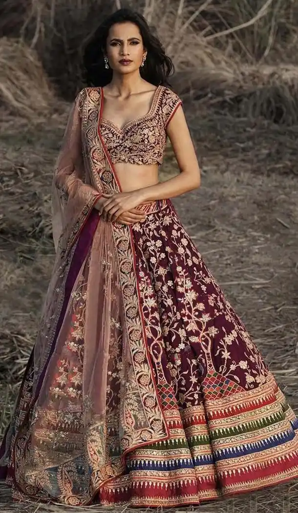 Indian Newly Bride Designer Wear Purple Color Silk Lehenga Choli For Women - 391947204