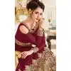 Maroon Color Georgette Floor Length Abaya Style Anarkali Salwar Kameez - 3322884