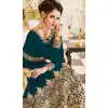 Rama Color Georgette Floor Length Abaya Style Anarkali Salwar Kameez - 3322886