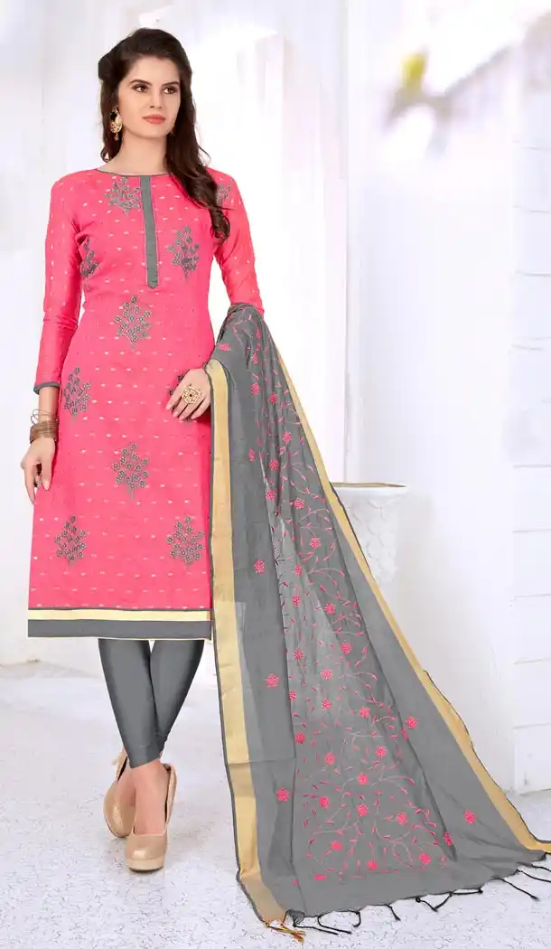 Pink Color Cotton Embroidery Formal Office Wear Salwar Kameez - 403448716