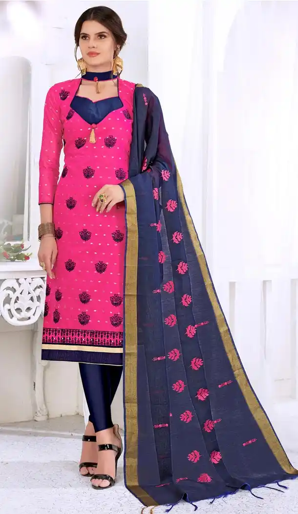 Pink Color Cotton Embroidery Formal Office Wear Salwar Kameez - 403448720