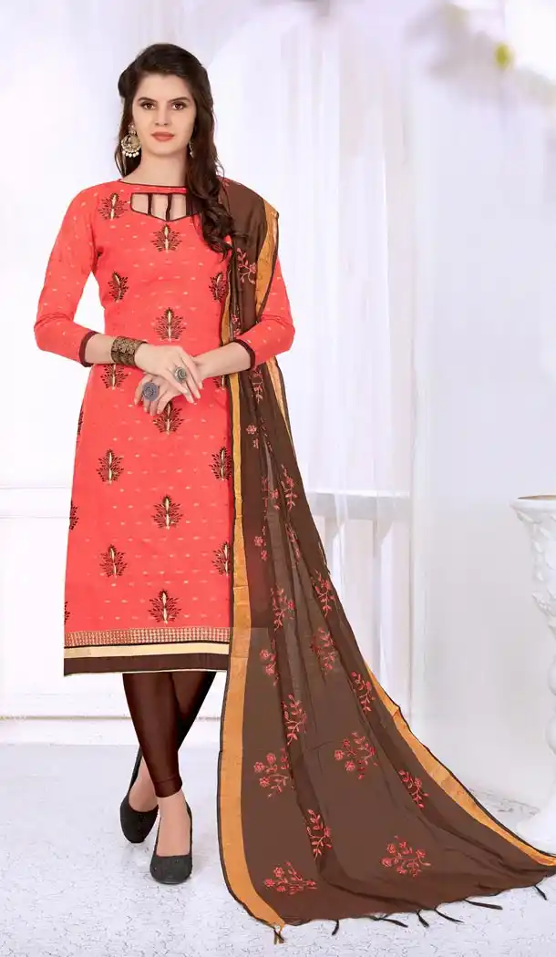Pink Color Cotton Embroidery Formal Office Wear Salwar Kameez - 403448724