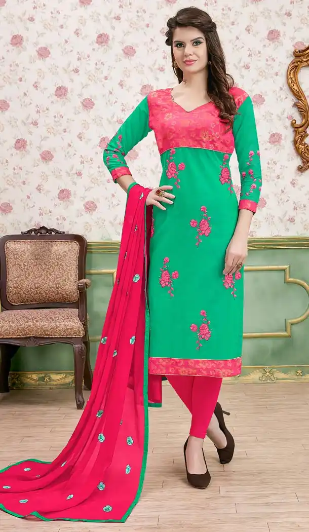 Green Color Modal Cotton Embroidery Formal Office Wear Salwar Kameez - 403448729