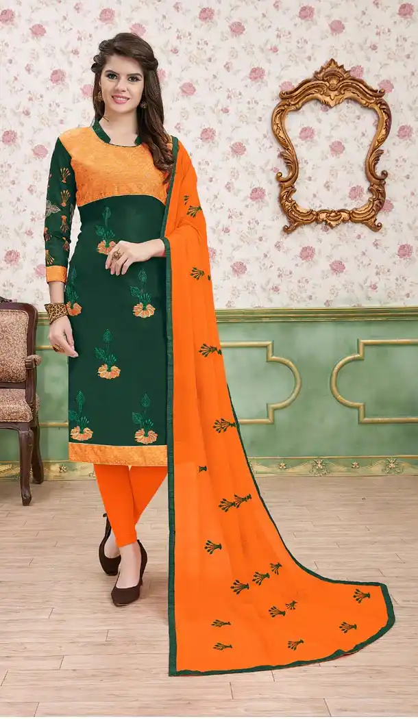 Orange Color Modal Cotton Embroidery Formal Office Wear Salwar Kameez - 403448733