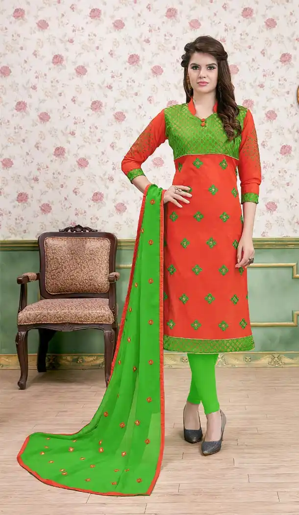 Red Color Modal Cotton Embroidery Formal Office Wear Salwar Kameez - 403448736