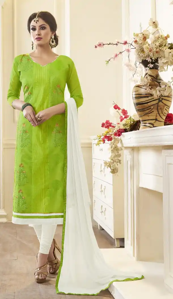 Green Color Modal Cotton Embroidery Office Wear Formal Salwar Kameez - 403548740