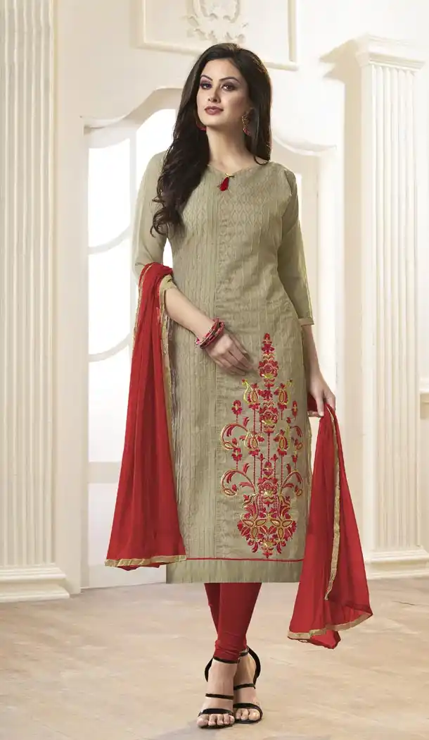 Grey Color Modal Cotton Embroidery Office Wear Formal Salwar Kameez - 403548745